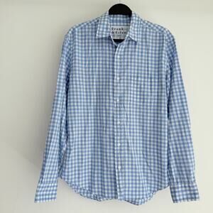 Frank & Eileen Shirt Mens Small Blue Plaid Gingham Button Up Don Woven Italy